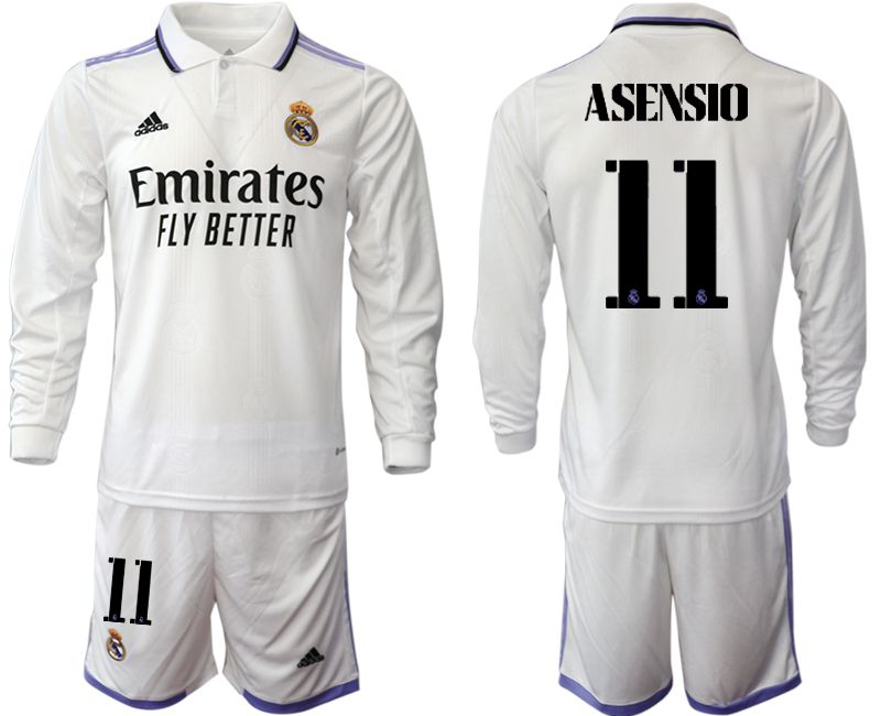 Men 2022-2023 Club Real Madrid home long sleeve white 11 Soccer Jersey